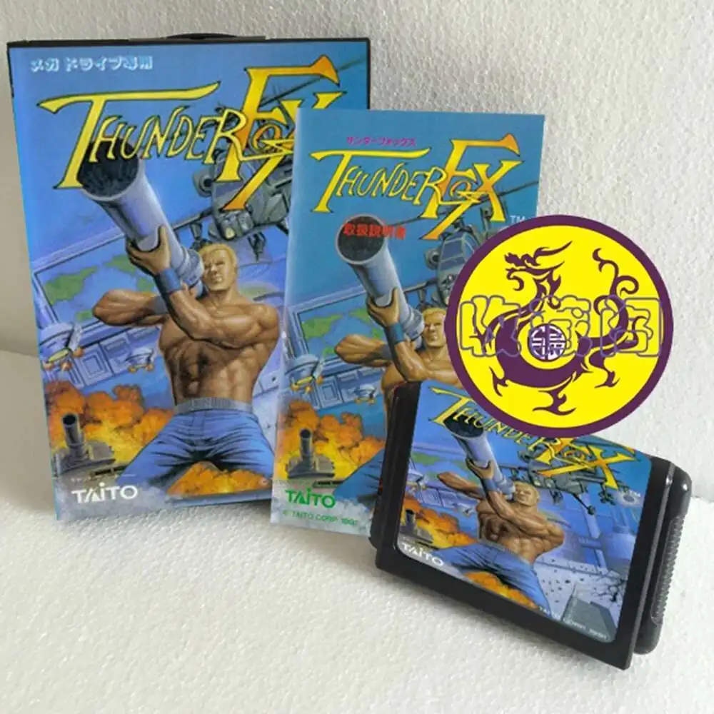 Thunder Fox con caja y cartucho manual para tarjeta de juego Sega MD de 16 bits Sistema MegaDrive Genesis