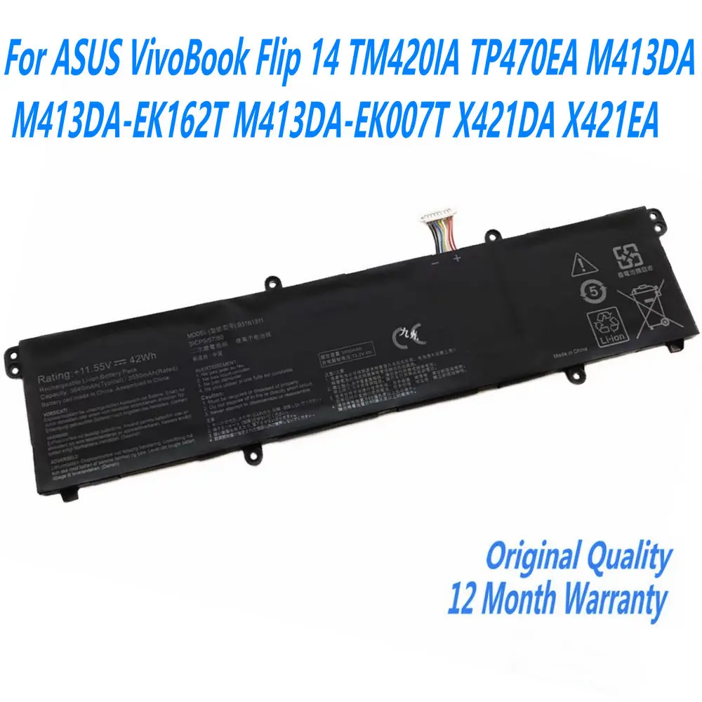 Nueva batería de ordenador portátil B31N1911 para ASUS VivoBook Flip 14 TM420IA TP470EA M413DA M413DA-EK162T M413DA-EK007T X421DA X421EA C31N1911 - imagen 2