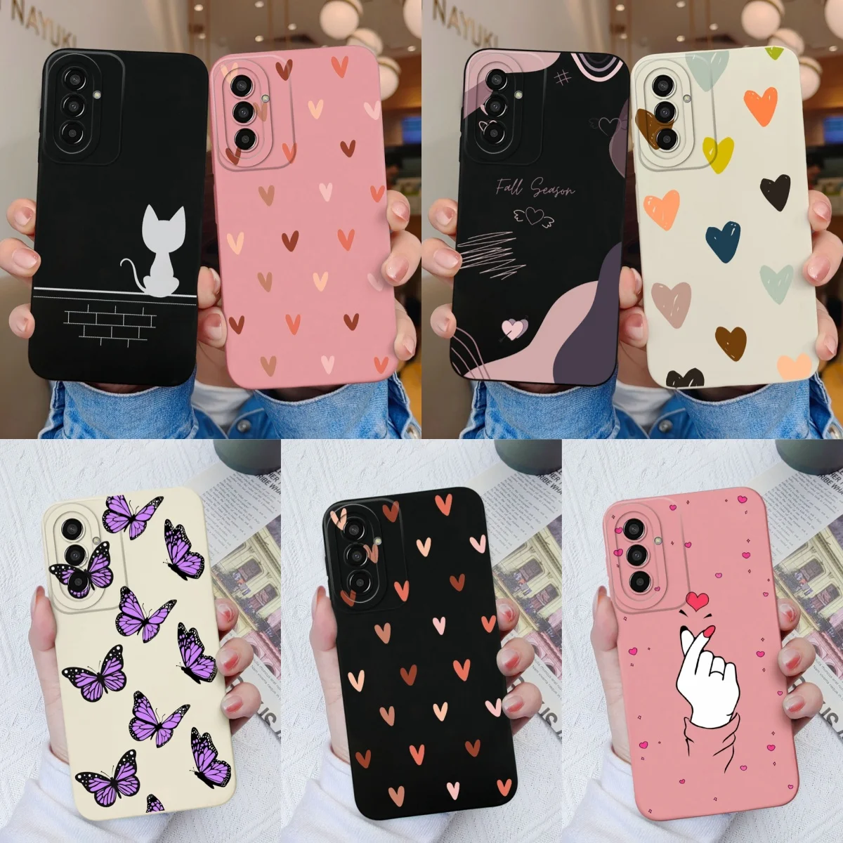 Para Samsung Galaxy F13 F23 Funda de teléfono mariposa suave silicona líquida protección de cámara contraportada para Samsung F 13 23 Funda Capa