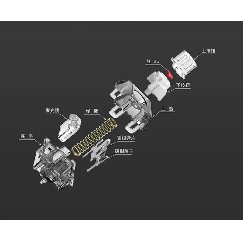 Interruptor de llave TTC Titan Heart, Teclado mecánico lineal personalizado, amor, negro, transparente, 42g, 5 pines, interruptor de resorte dorado largo lubricado - imagen 4