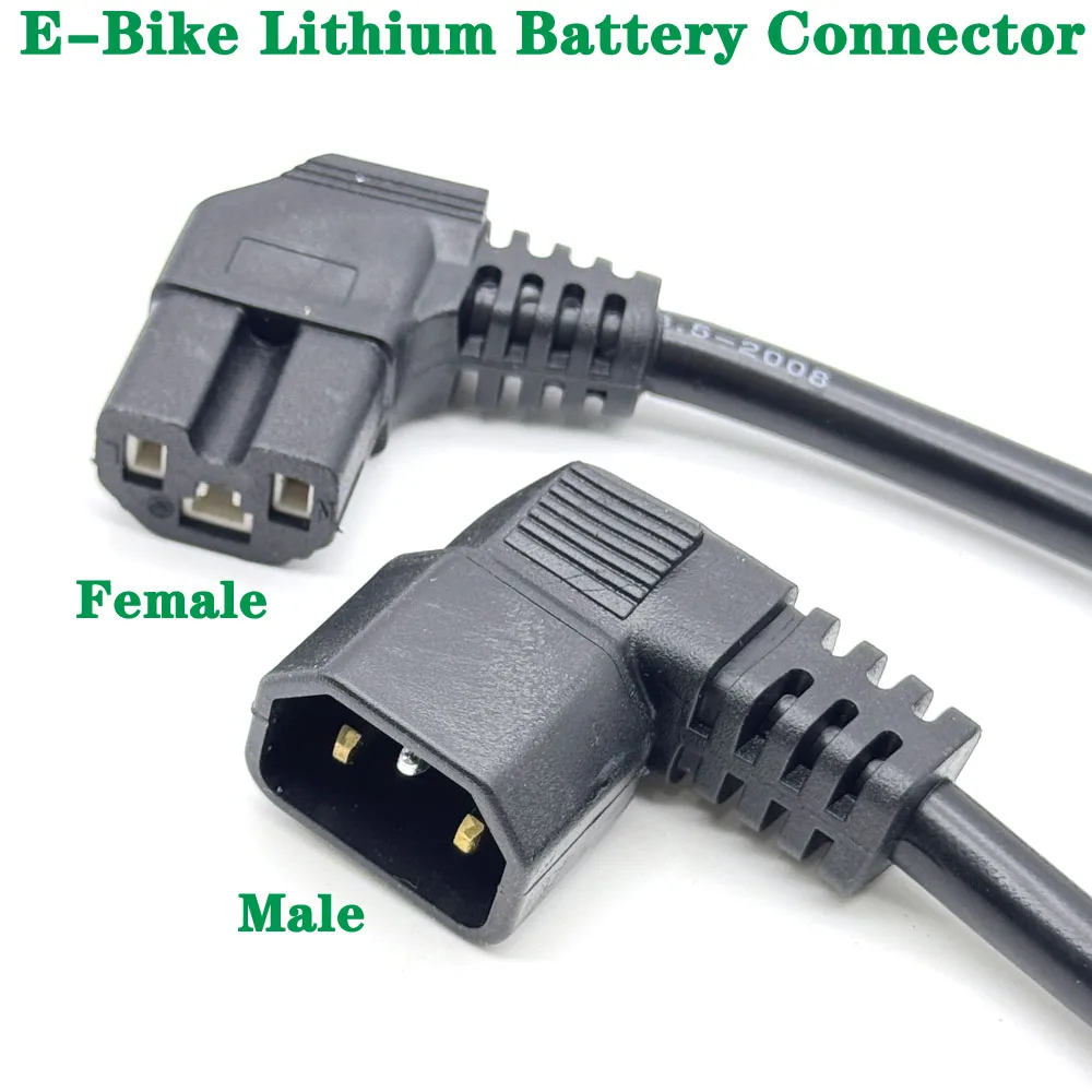 Cabezal de carga para bicicleta eléctrica, línea de salida de batería de litio, Base macho hembra de 3 pines para enchufe de cargador de vehículo de 36V y 48V - imagen 2