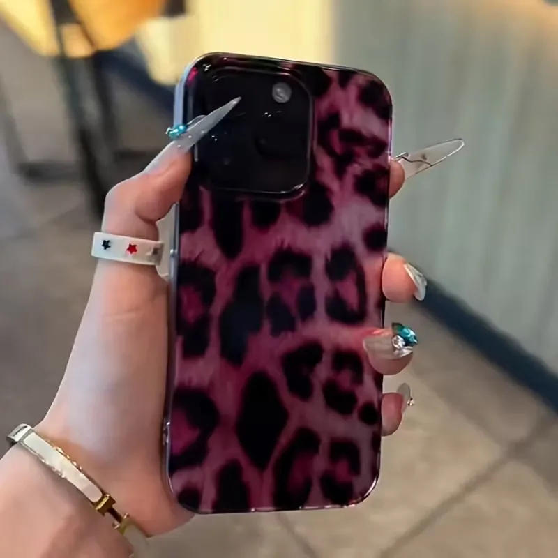Funda de teléfono con textura de concha y estampado de leopardo de lujo para iPhone 17 Pro Max 16 15 14 Plus 13 12 Pro Max 16e 17Air 13Pro 7 8 Plus - imagen 2