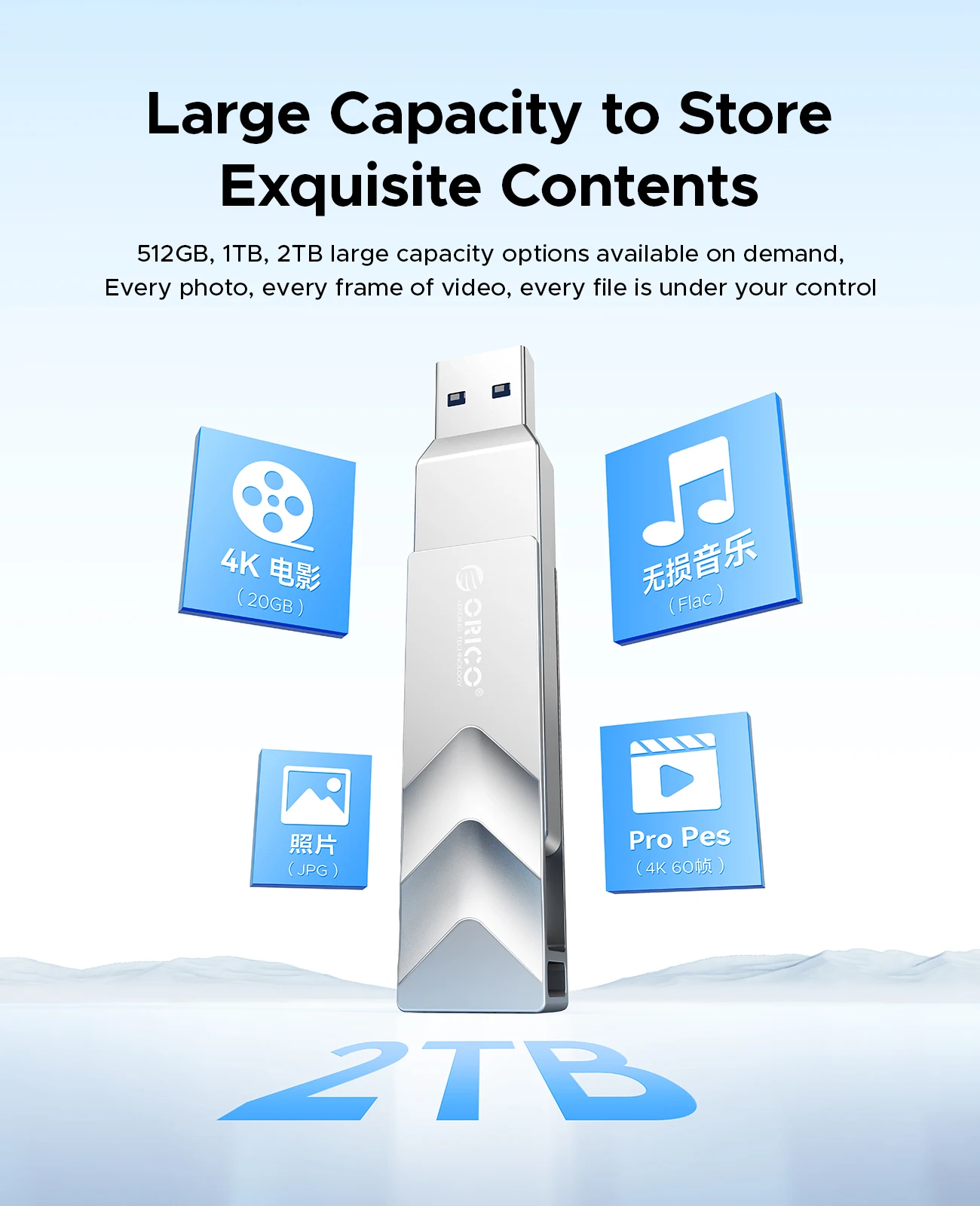 Unidad flash dual ORICO de 512 GB 2 en 1 USB C/A 3,2 Gen2 Velocidad de unidad flash de hasta 10 Gbps 1073 MB/s para iPhone 15/Android/Tablet/portátil - imagen 5