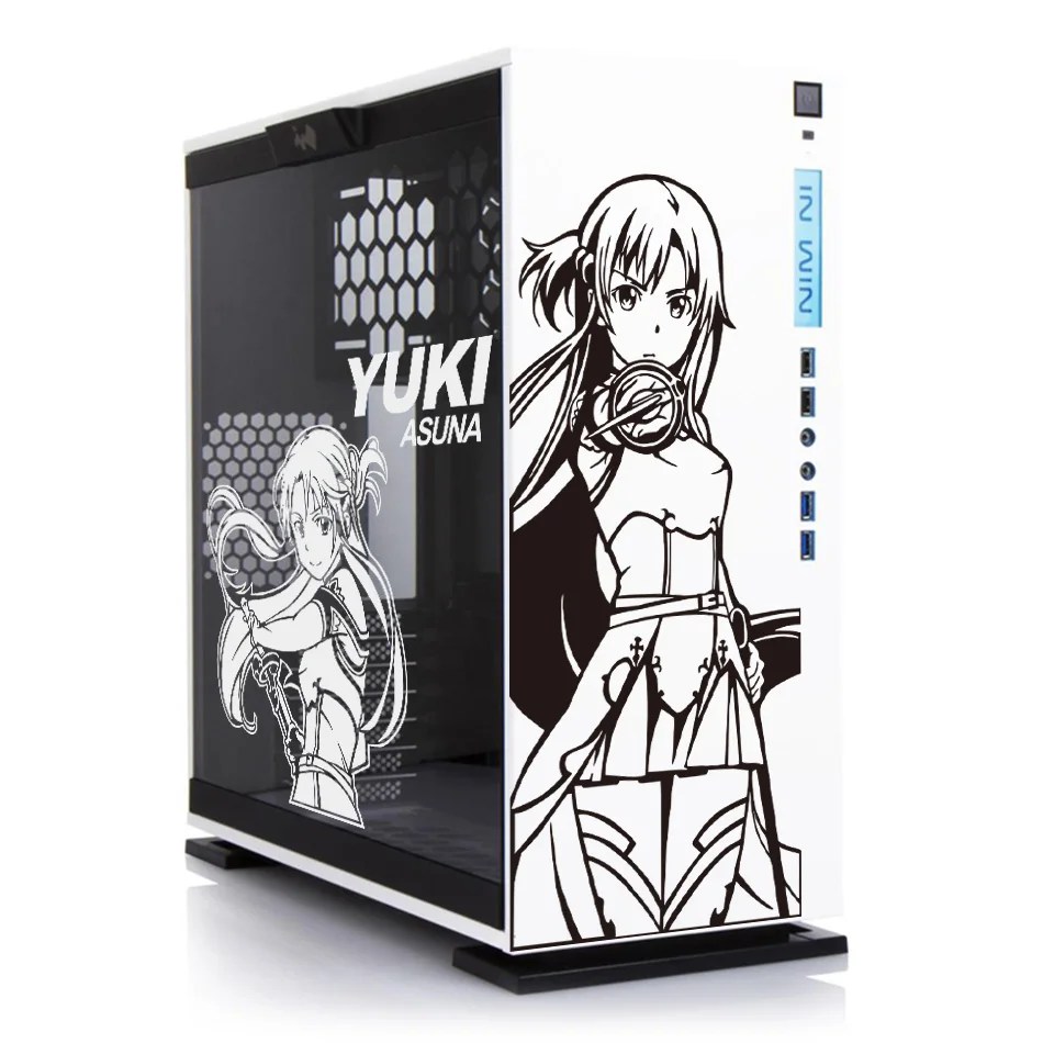Yuuki-pegatinas de vinilo de Anime Asuna para carcasa de PC, calcomanías de decoración de dibujos animados para Atx, piel de chasis de ordenador medio, calcomanía extraíble fácil de calar - imagen 3