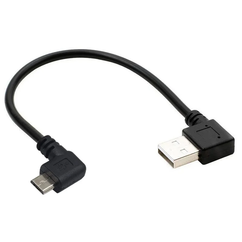 USB 2,0 A macho ángulo izquierdo/derecho 90 grados a Micro USB ángulo izquierdo de 90 grados Cable cargador de datos macho Cable de 25cm - imagen 2