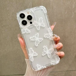 Funda transparente iPhone Mariposa blanca Suave Antigolpes