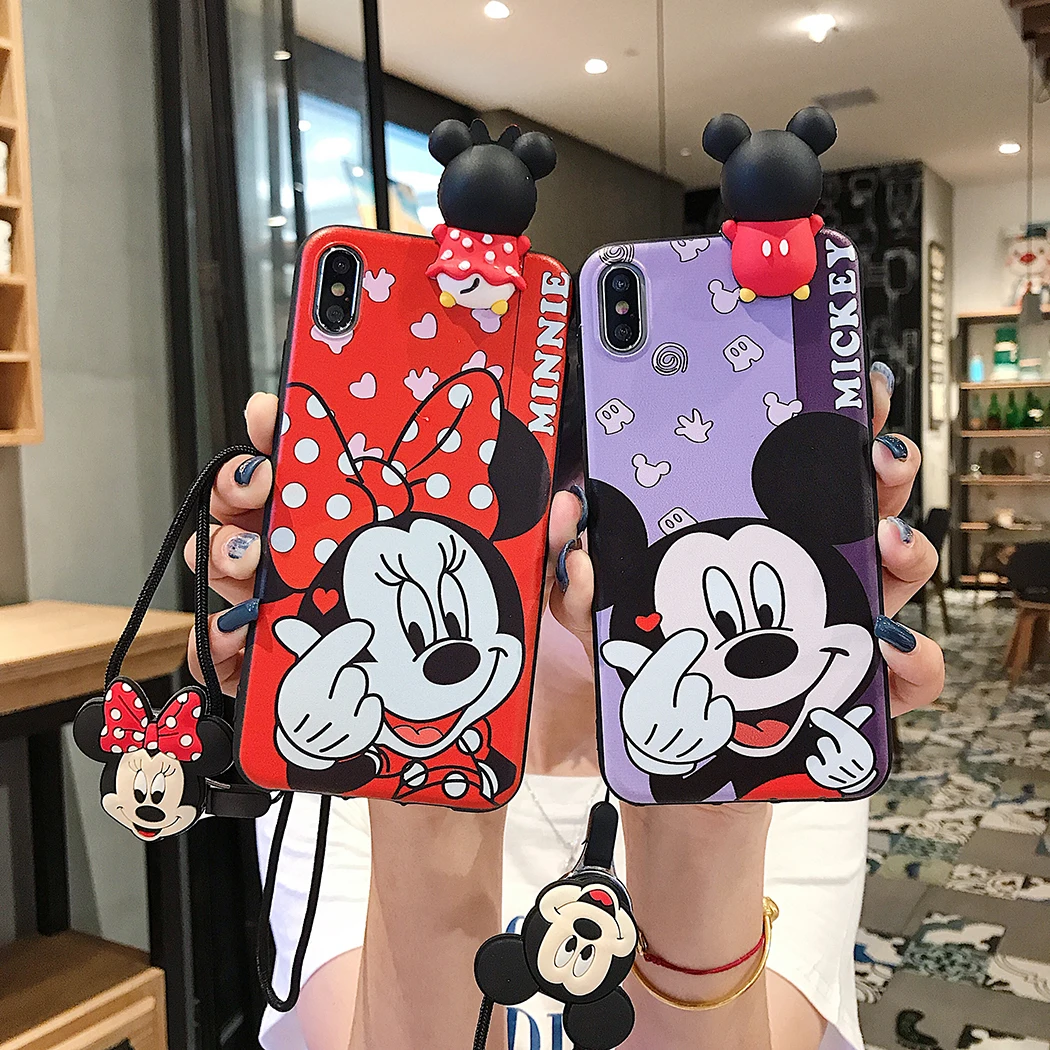 Funda Love Minnie con cuerda de soporte para Huawei P20 30 40 lite Pro Y9s Prime Mate 10 20 lite Y70 Y61 Y91 Honor X6A X7A X8A X5 X9B - imagen 2