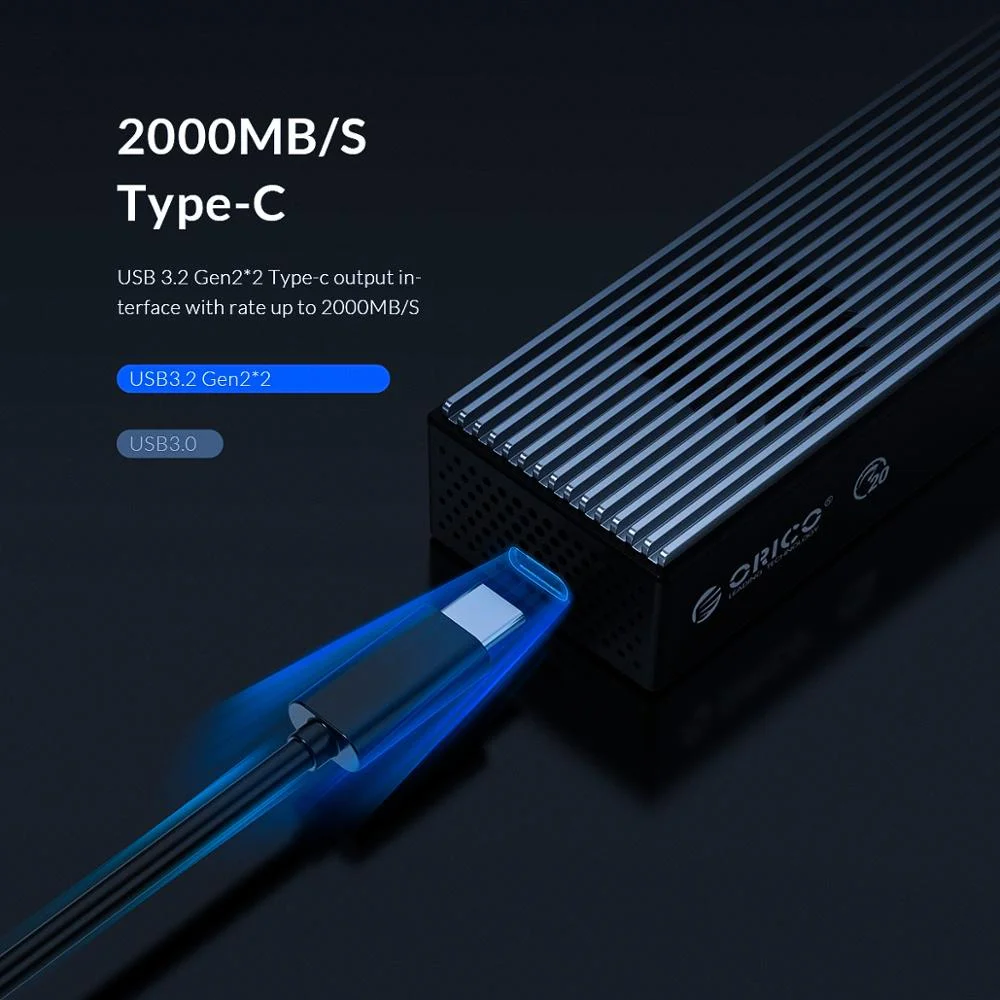 ORICO 20Gbps M.2 NVME SSD caja USB 3,2 tipo C Gen2 carcasa externa de aluminio M.2 NVMe SSD adaptador para 2230 2242 2260 2280 SSD - imagen 5