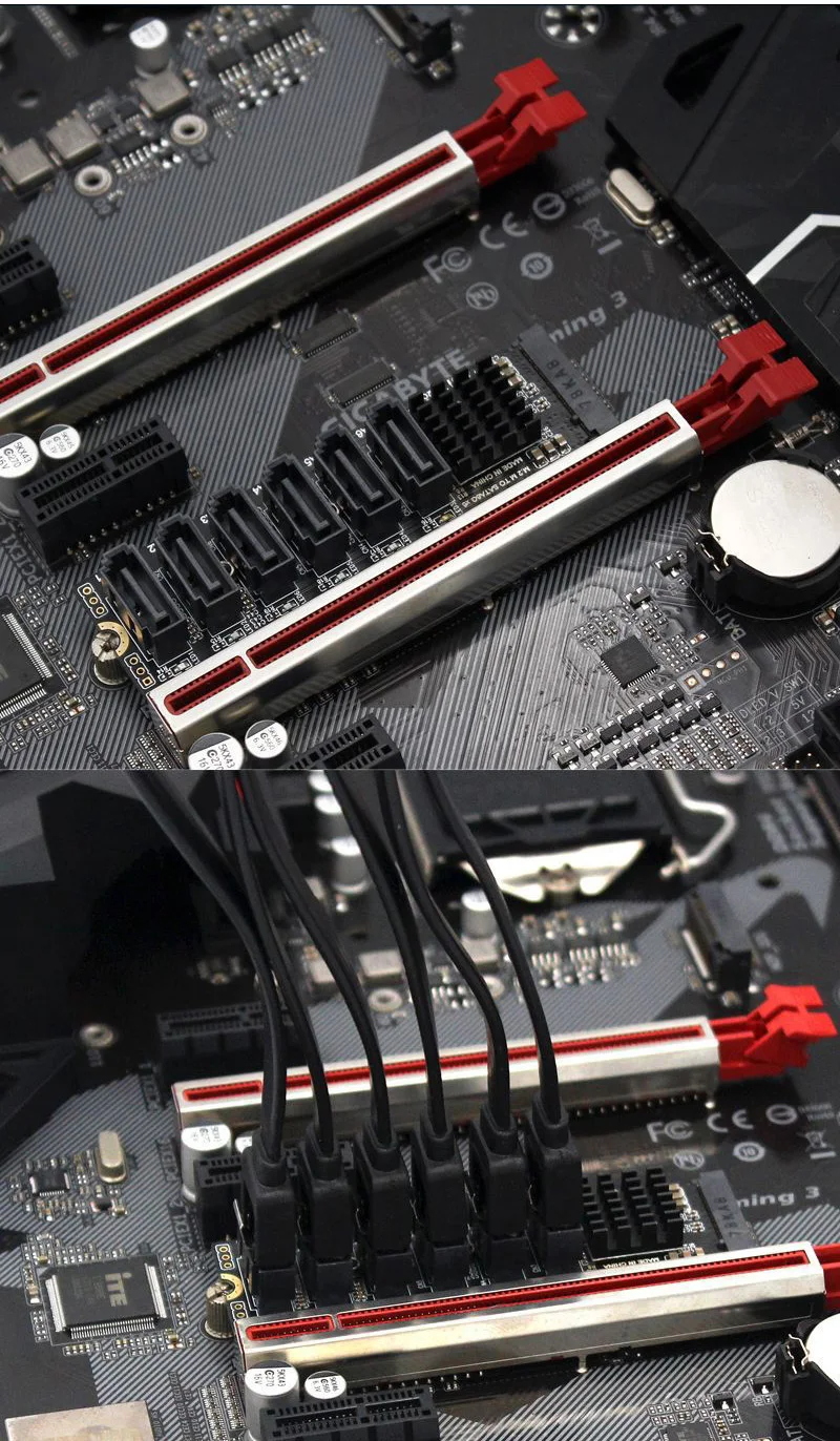 M.2 NVME PCI-E PCIE X4 X8 X16 a 6 puertos 3,0 SATA tarjeta adaptadora Riser III 6 GB/S chasis servidor expansión de PC + 6 uds 3,0 CABLE SATA - imagen 3