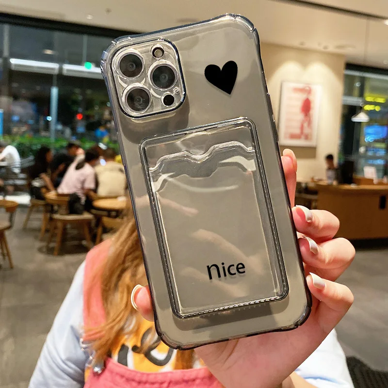 Funda de teléfono de silicona con tarjetero para iPhone 17 Pro Max Fundas iPhone 11 13 16 14 15 12 16E XR X Xs 7 8 Plus SE Love Heart Cover - imagen 2