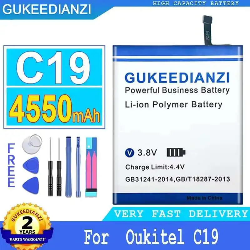 Batería de teléfono móvil de 4550Mah de rendimiento duradero de potencia confiable para Oukitel C19