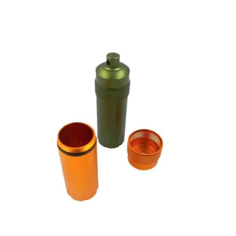 Botella con sello de cápsula impermeable portátil, pastillero de supervivencia al aire libre de aleación de aluminio, contenedor sellado EDC con bolígrafo táctico - imagen 5