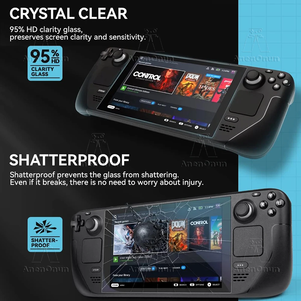 Steam Deck/Steam Deck Oled Protector de pantalla de vidrio templado Dureza 9H Inastillable Antiarañazos 2.5D Arc Edge HD Sin burbujas - imagen 4