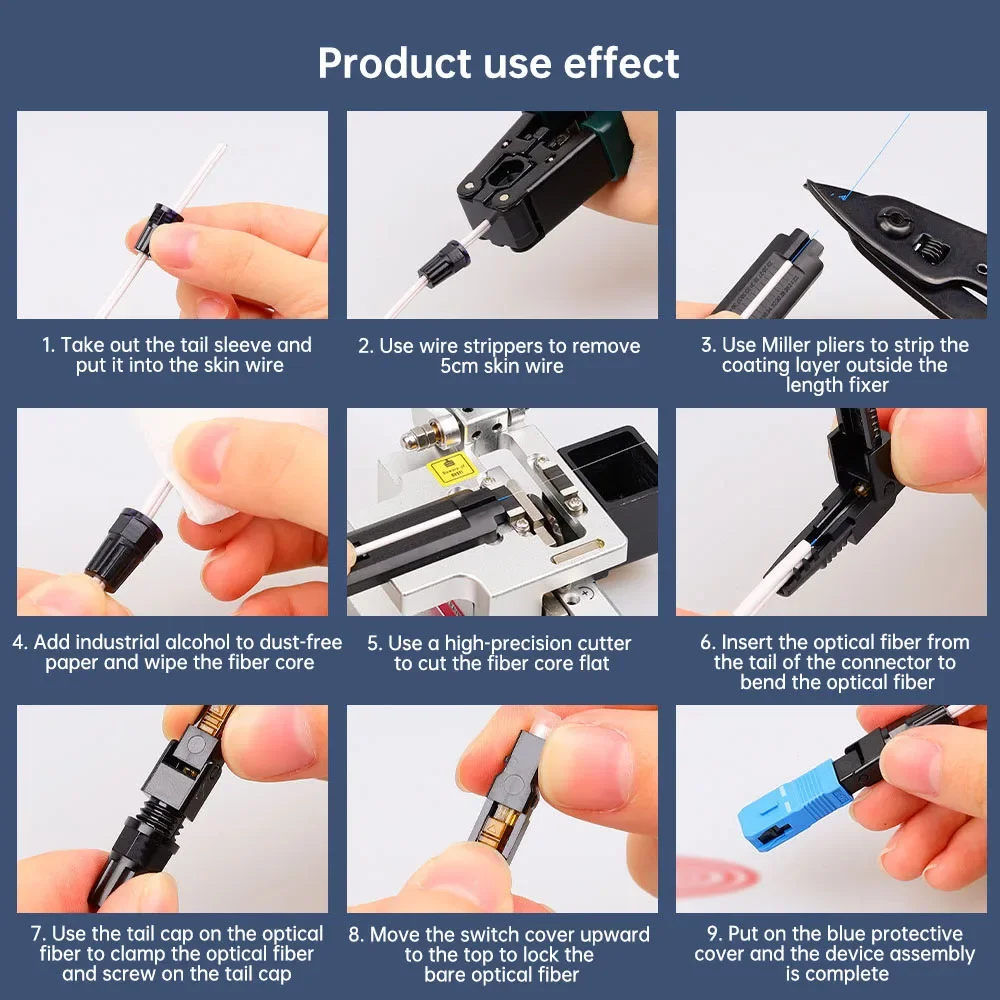 ZoeRax 10 Uds SC UPC conector rápido de fibra óptica integrada para FTTH adaptador frío óptico de fibra de fusión reutilizable herramientas de conexión - imagen 5
