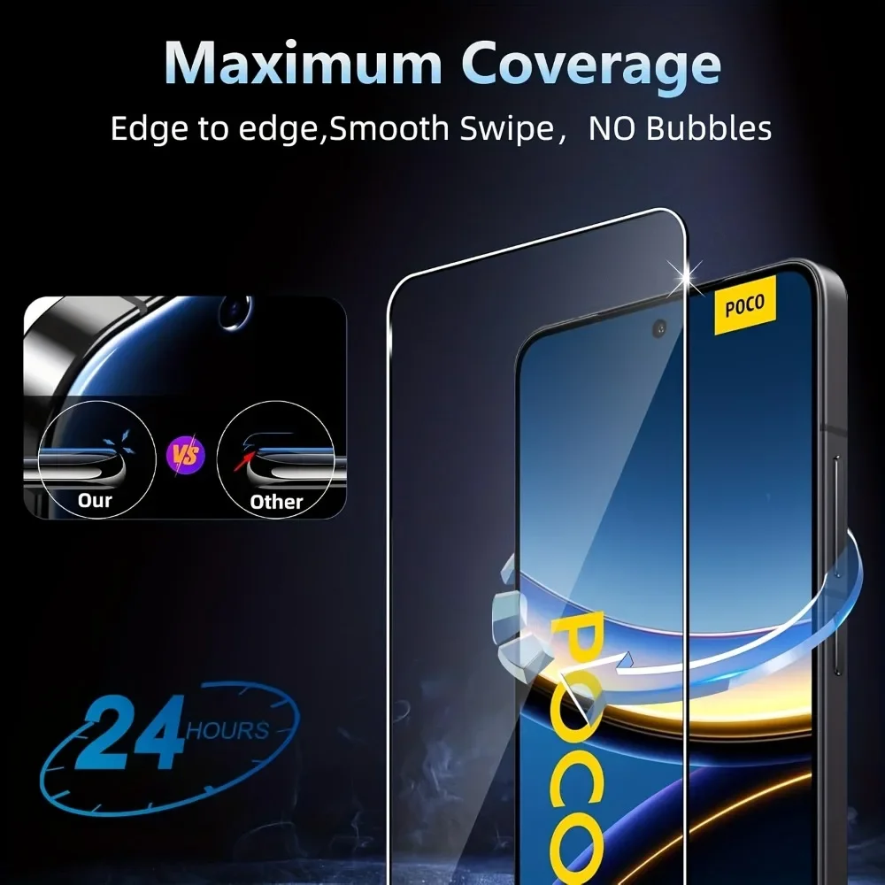 3 uds vidrio templado + 3 uds Protector de cámara templado para Xiaomi Pcoc F7 Pro Pcoc F7 Ultra X7 Pro M7 X6 C71 película protectora de pantalla - imagen 4