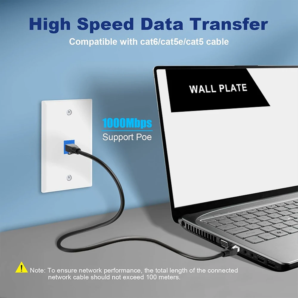 ZoeRax placa de pared Ethernet Cat 6, placa de pared Ethernet hembra-hembra extraíble Compatible con dispositivos Ethernet Cat6/5/5e - imagen 5