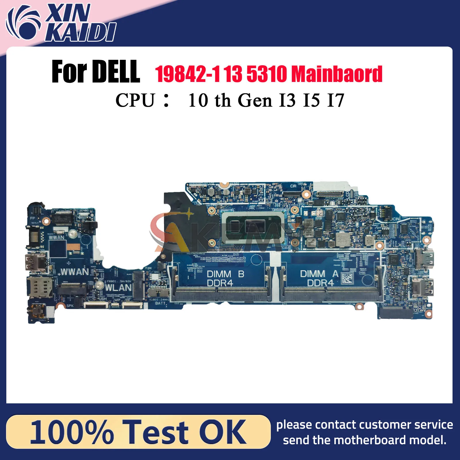 Para la placa base del ordenador portátil Dell Latitude 5310 19842-1 con i3 i5 i7 CPU CN-0D2CKD 0KT2NC 0T2K7X 0XPW9D 100% probado OK