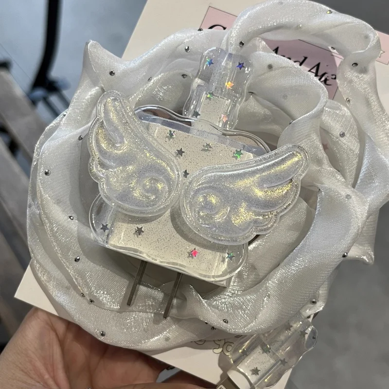 Funda de cargador kawaii 3D Wing Glitter Star TPU para IPhone 11 12 13 14 15 16 17 18W-20W funda protectora de carga rápida funda de cargador - imagen 2