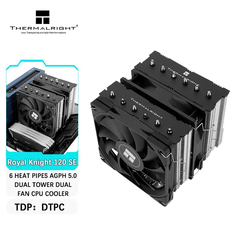 Thermalright Royal Knight 120 SE 6 calor doble torre ventilador CPU radiador enfriador de aire AGHP GEN 5,0 para LGA1851 17XX AMD AM4 AM5