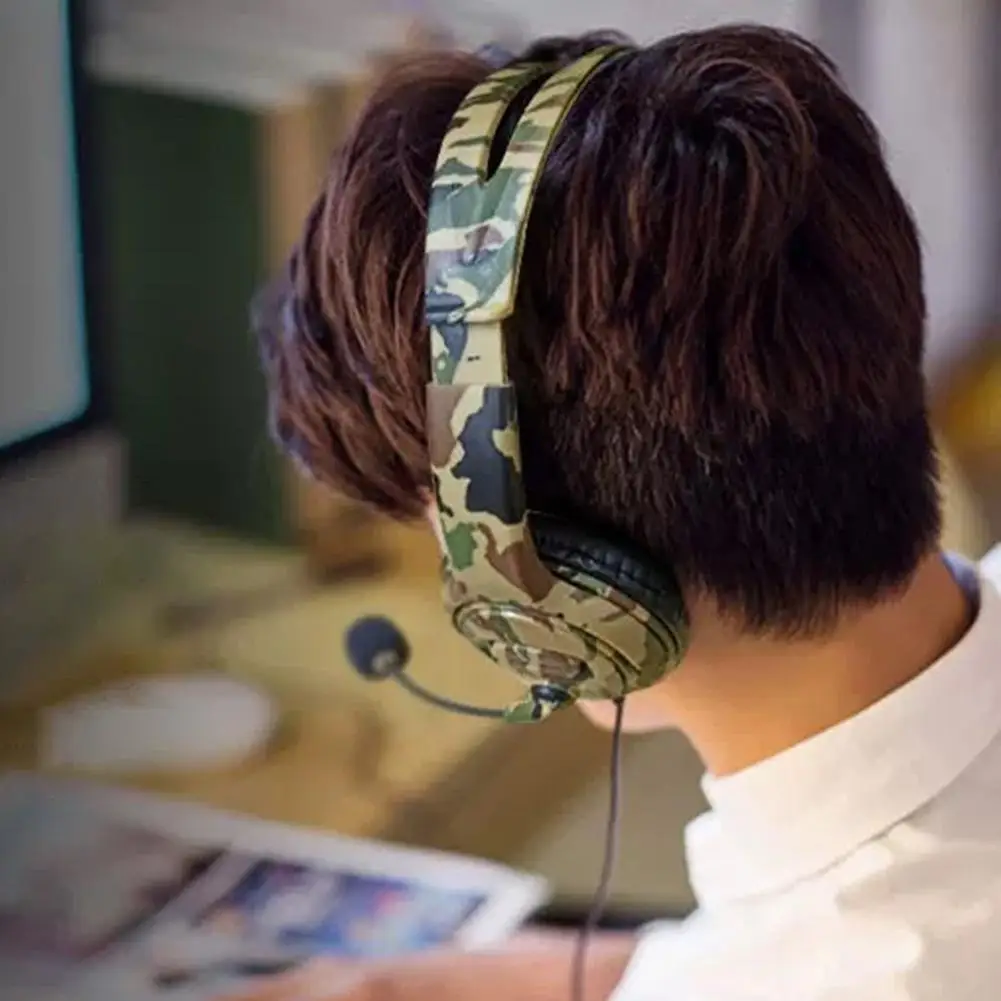 Auriculares de camuflaje con cable para videojuegos, audífonos con conector de 3,5mm, micrófono, Control de volumen, PC, PlayStation 4 - imagen 2