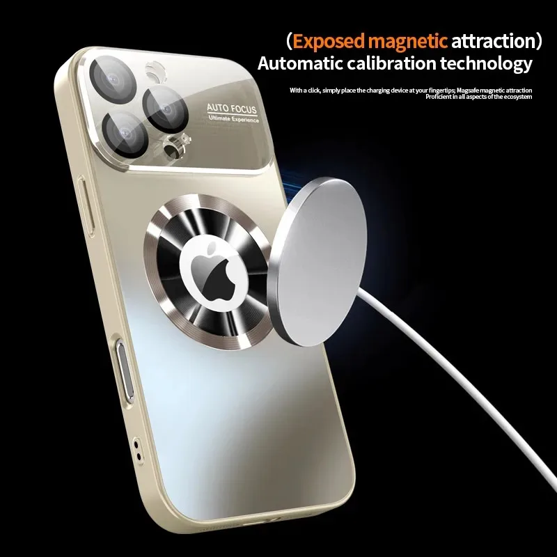 Nueva funda mate de lujo metálica de titanio para iPhone 17 16 15 14 13 12 11 Pro Max para cubierta protectora de cámara con lente de cristal Magsafe - imagen 5