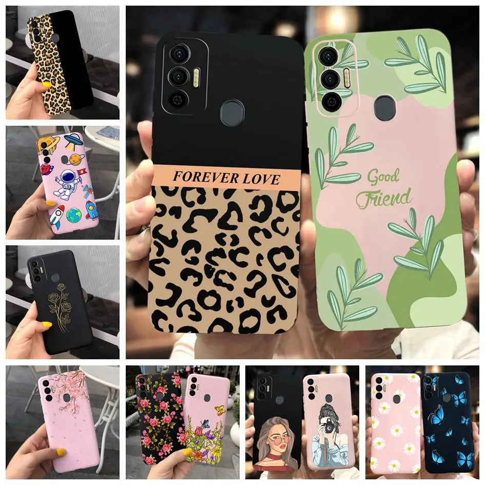 Funda de leopardo para Tecno Spark 7 Pro 2021, carcasa de silicona negra para Tecno Spark7 7 P KF6 KF6j, parachoques suave