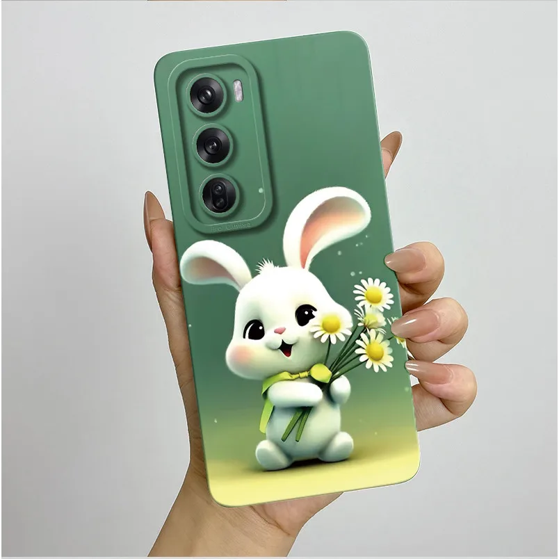 Funda de teléfono con protección de cámara para OPPO Reno12 Reno 12 Pro 12Pro 5G, funda trasera suave de silicona líquida Global con hermosas flores - imagen 3