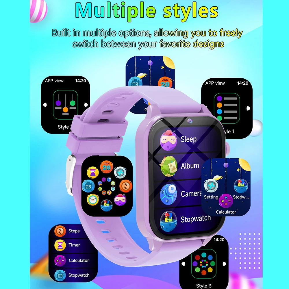 Juegos para niños reloj inteligente 18 juegos 1,83 ''cámara HD linterna monitoreo del sueño despertador reloj inteligente niños niñas regalos - imagen 3