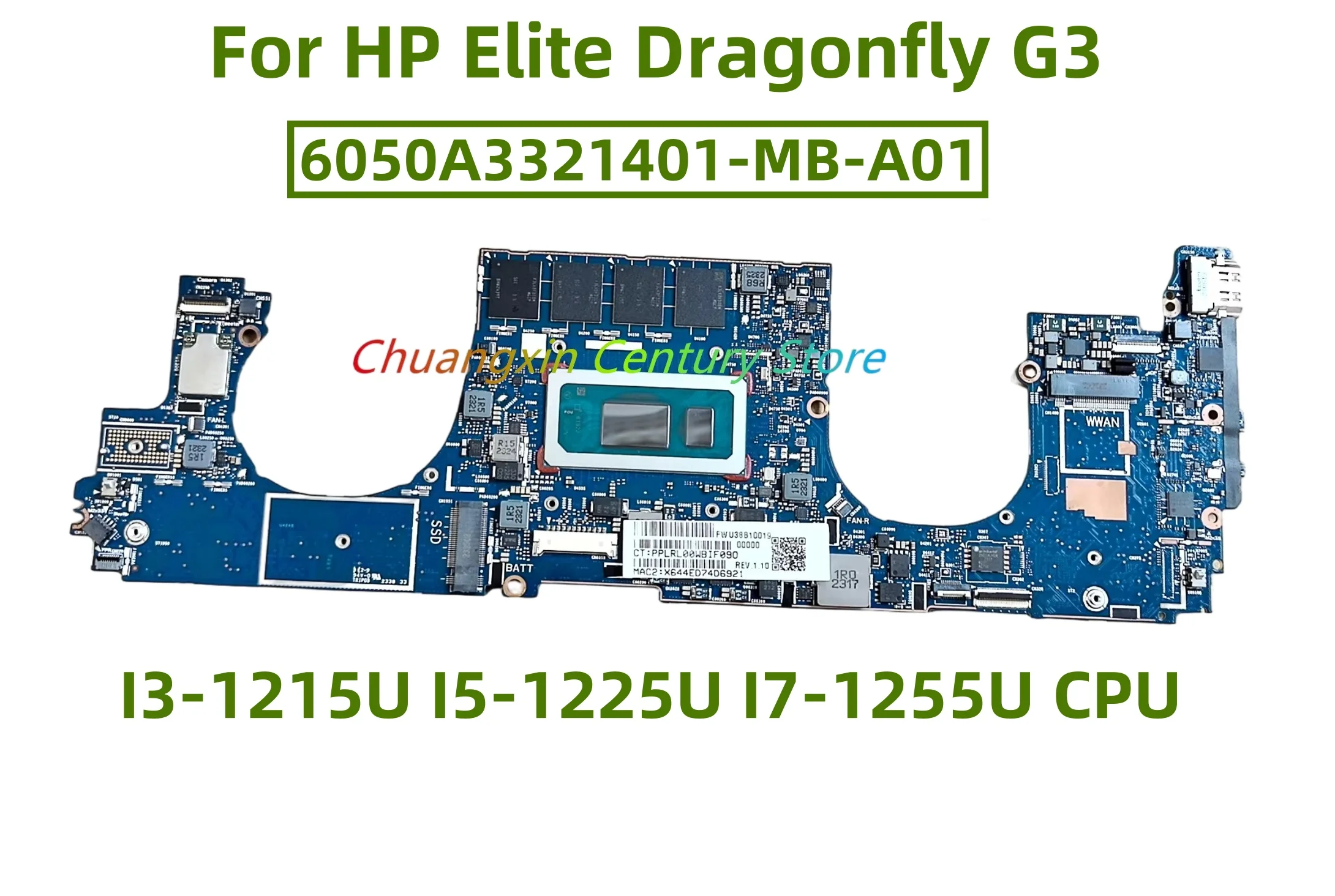 Placa base 6050A3321401-MB-A01 adecuada para ordenador portátil HP Elite Dragonfly G3 con I3-1215U I5-1225U I7-1255U CPU 100% prueba ok