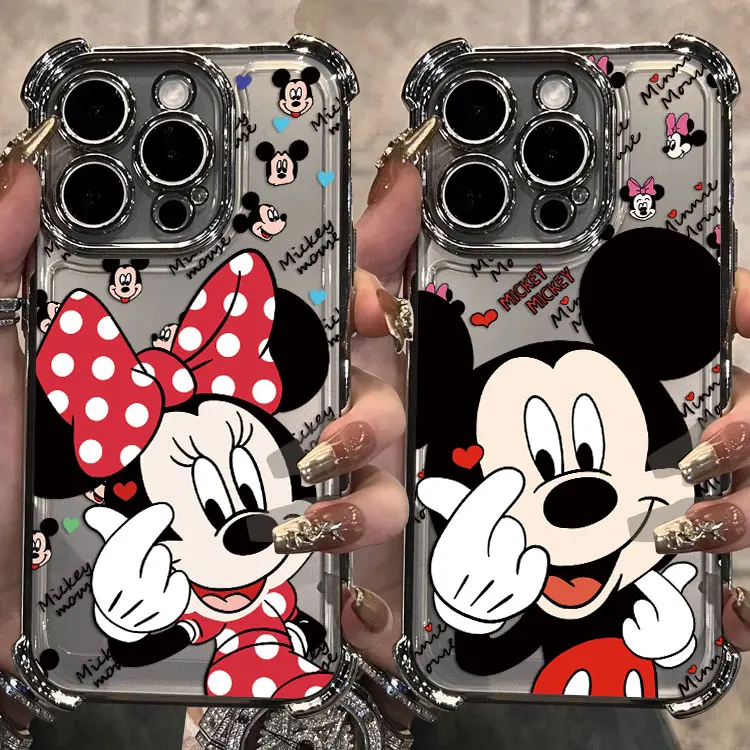 Funda chapada de Mickey Minnie a la moda para iPhone 16 15 14 13 12 11 Pro Max X XR XSMax 7 8 Plus, funda trasera anticaída Airabag - imagen 3
