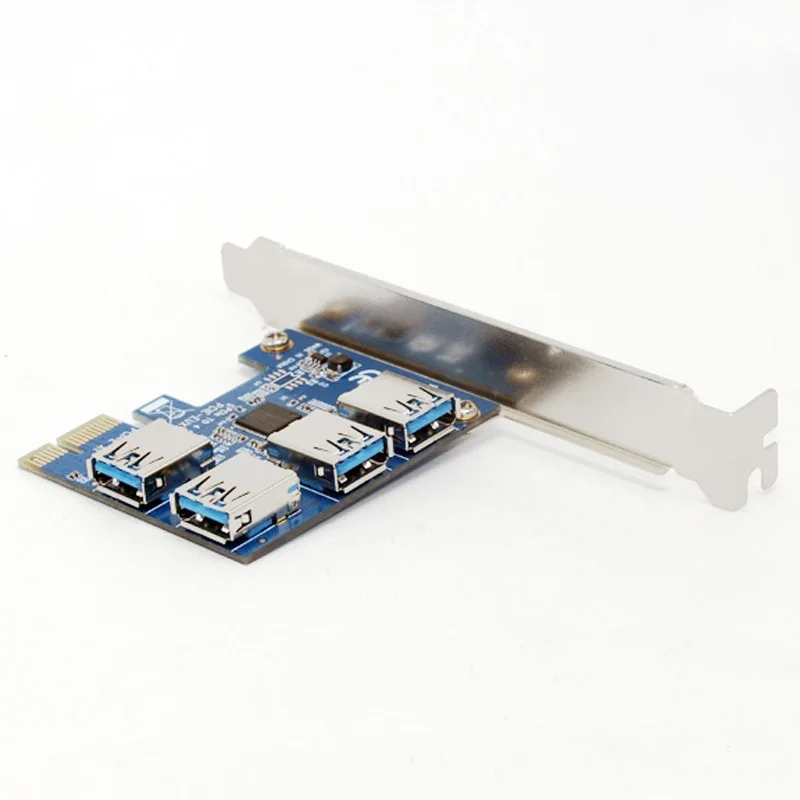 Tarjeta adaptadora PCI-e Express 1X a 4 puertos PCIE 16X multiplicadora HUB Riser con cable USB 3.0 de 1,96 pies - imagen 2