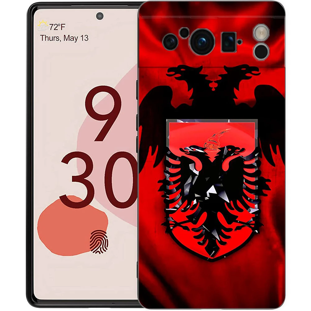 Funda de teléfono con bandera de Albania y Albania para Google Pixel 9 8 7 6 Pro XL 8A 6A 7A 5G, funda negra de TPU suave a prueba de golpes - imagen 4