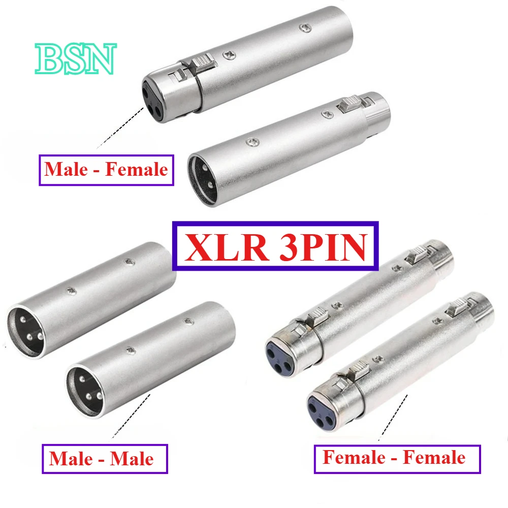 XLR 3 pines macho a macho, hembra a hembra, macho a hembra conector adaptador de audio XLR de 3 pines