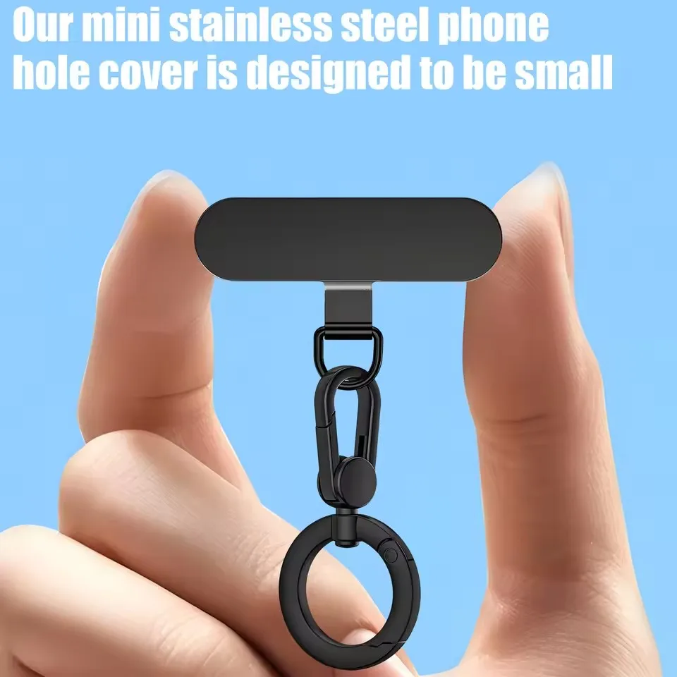 Pestaña de sujeción de teléfono de acero giratoria 360, gancho colgante, junta de parche de Metal, cordón para teléfono móvil, conector de seguridad, pieza, Clip de soporte de anillo - imagen 4