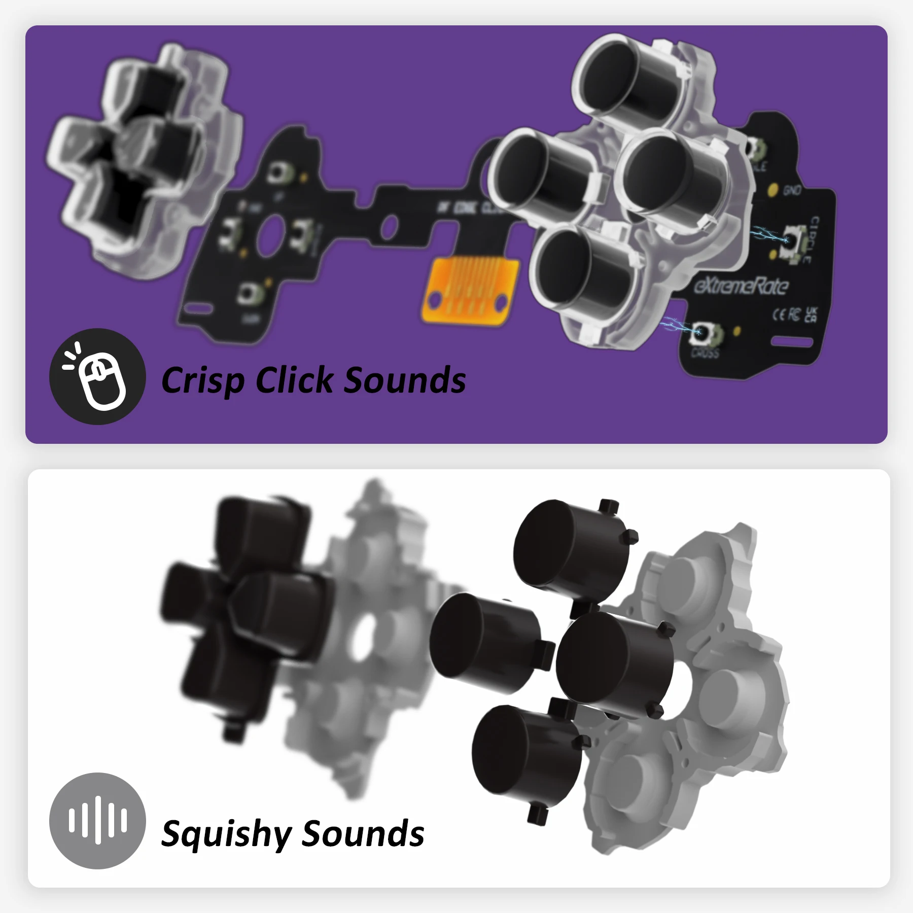 Kit de clic de botones faciales eXtremeRate para controlador de borde ps5, kit de clic de ratón con botones de acción Dpad táctiles personalizados - imagen 5