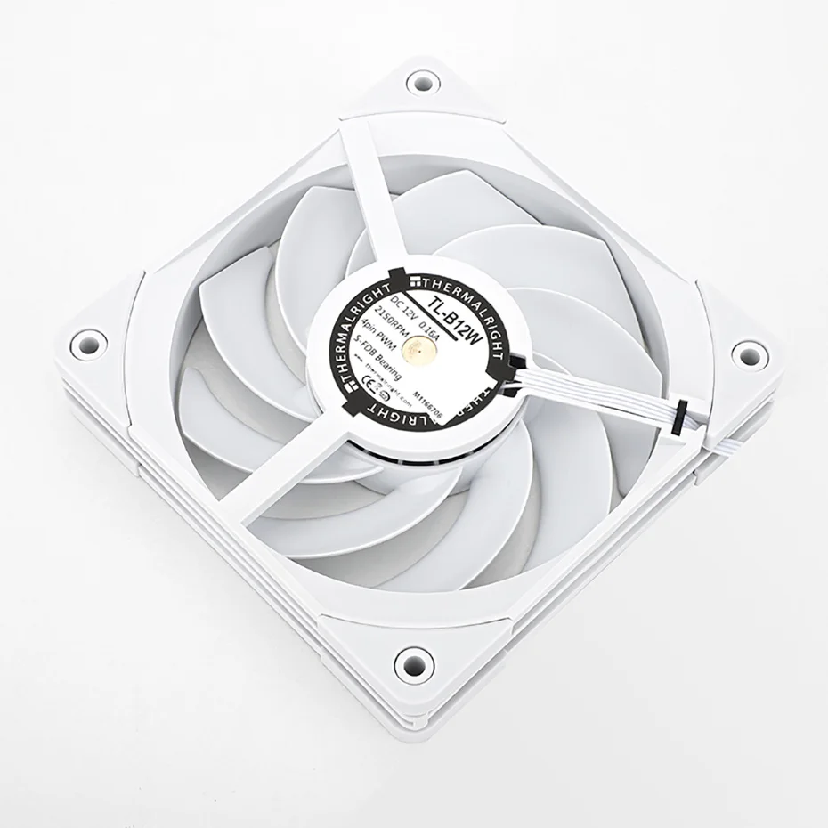 Thermalright-ventilador de refrigeración de caja de ordenador, dispositivo silencioso de TL-B12W, blanco y negro, PWM, 4 pines, 120mm, PBT - imagen 4
