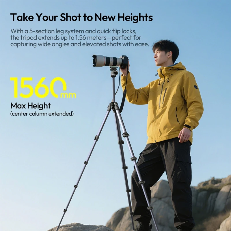 Trípode de viaje Ulanzi OMBRA II 10KG Carga 360 °   Cabezal de bola de rotación para cámara de fotografía Smartphone al aire libre con liberación rápida Uka