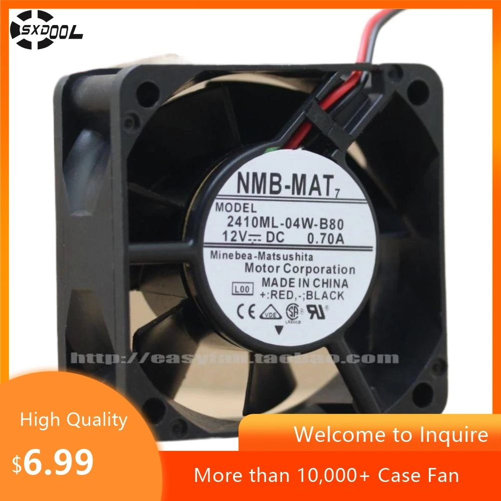 Ventilador Axial de 6cm para NMB 2410ML-04W-B80/B89 60mm 12V 0.70A ventilador de refrigeración de alta velocidad, doble bola para impresora 3D inversor de servidor