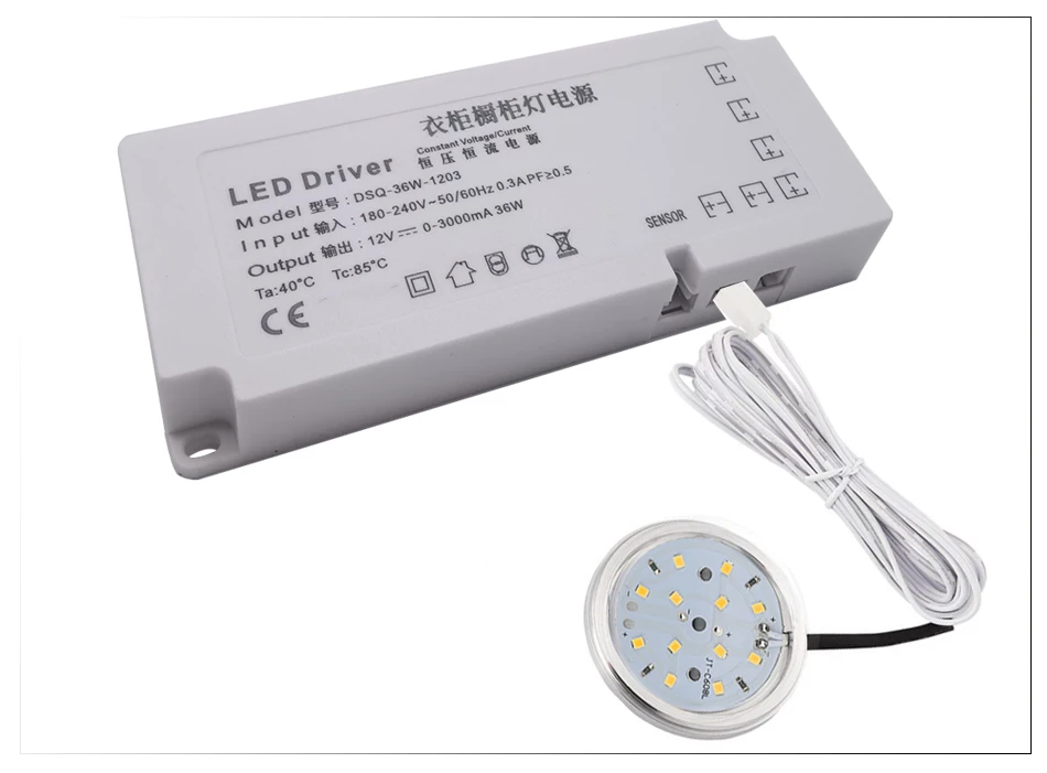 Fuente de alimentación de luz LED para armario, transformador de 24W, 36W, 60W, 100W, CA 110V, 220V a cc 12V, adaptador de fuente de voltaje constante para tira LED - imagen 5