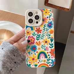 Funda iPhone 17 16 16e 15 14 13 12 11 XS X XR 8 7 – Flores y Arcoíris