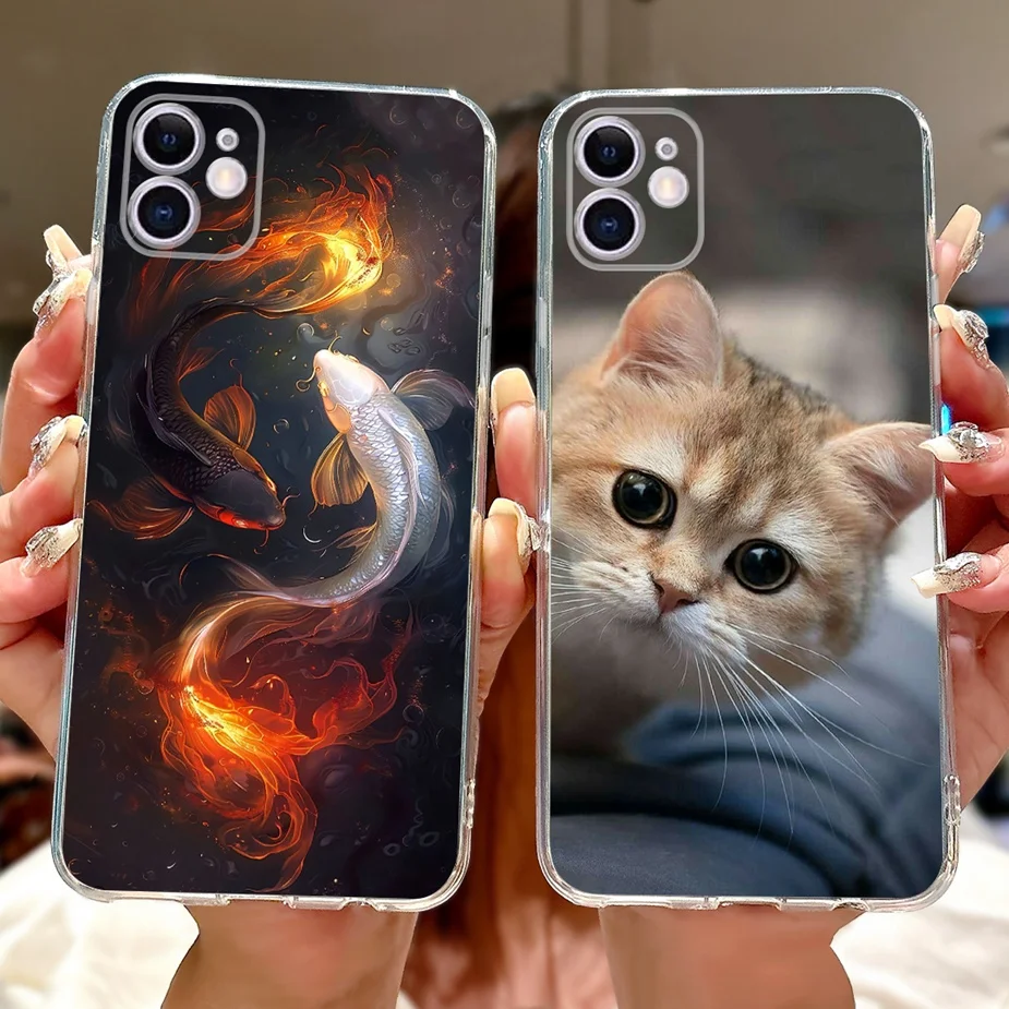 Para Apple iPhone 11 Pro Max funda lindo gato Lucky Koi cubierta pintada funda de teléfono de silicona suave para iPhone 11 iPhone11 Pro Max Fundas - imagen 5