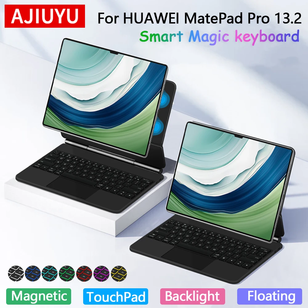 AJIUYU-cubierta de teclado mágico inalámbrico para HUAWEI MatePad Pro, 13,2 pulgadas, 2023, portugués, español, francés, árabe, Smart Folio