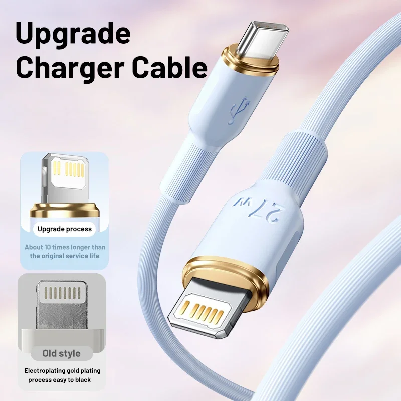 Cable de carga rápida PD 27W tipo C Cable de silicona líquida para iPhone 11 12 13 14 Pro Max iPad USB línea de datos de carga rápida - imagen 5