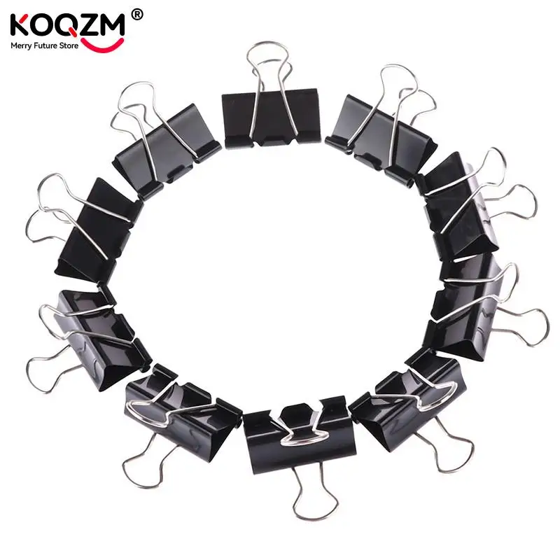 10 pzas/lote negro Metal Binder Clips 19mm/ 25mm/ 32mm notas carta Clip de papel suministros de oficina para asegurar Clips - imagen 4