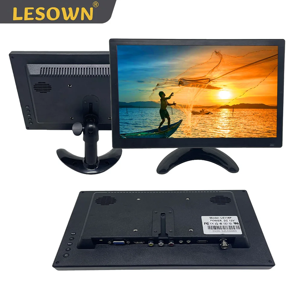 LESOWN-pantalla táctil LCD portátil de 11,6 pulgadas, Monitor ancho pequeño con HDMI, VGA, para vigilancia de oficina en casa y PC, 1366x768