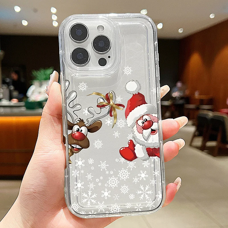 Funda de teléfono navideña con diseño de reno y Papá Noel para Samsung Galaxy S24 Plus S23 S22 S25 Ultra S21 FE A55 A54 A53 A52 A35 A34 funda suave de TPU - imagen 3
