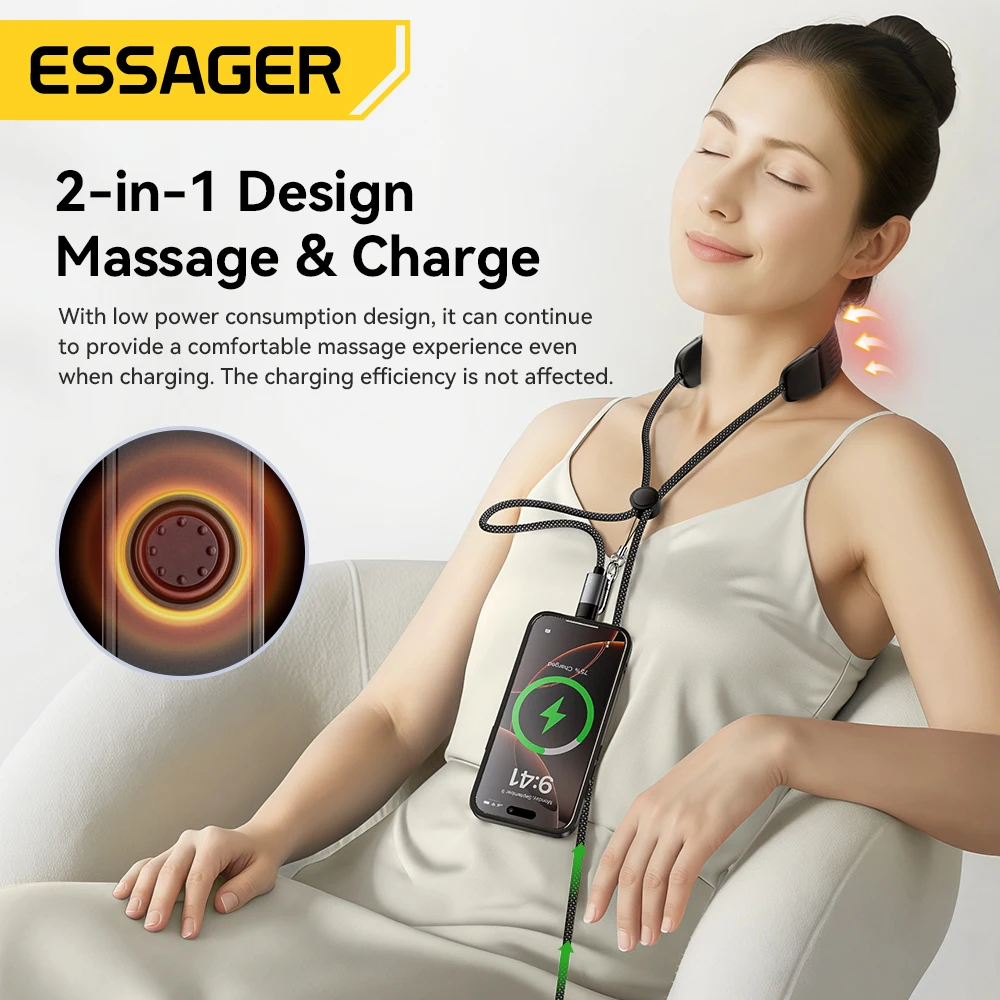 Essager-Cable USB C de masaje PD100W, carga rápida para iPad, Macbook, iPhone 17, 16, 15, Cable de datos tipo C a tipo C para Samsung y Xiaomi - imagen 4