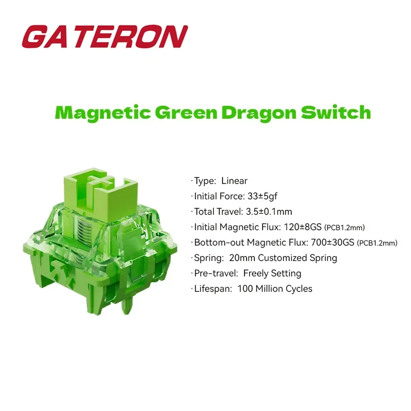 Interruptor magnético Gateron Green Dragon, lineal, ajuste libre de previajes, efecto Sensor Hall para teclado magnético, oficina de juegos - imagen 5