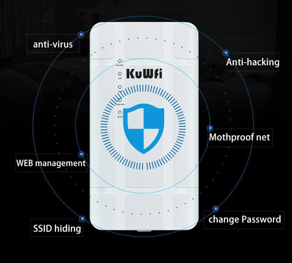 KuWFi-enrutador WIFI 4G para exteriores, con tarjeta Sim, adaptador POE de 24V resistente al agua de 300Mbps, antena inalámbrica de alta ganancia para cámara IP - imagen 4