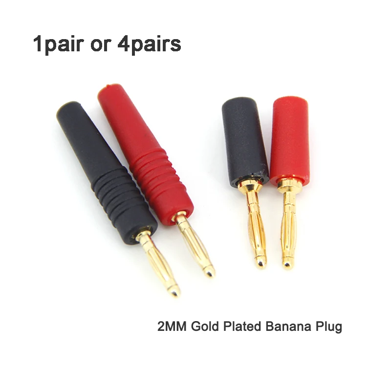 Adaptador de conector eléctrico con conector Banana chapado en oro de 2MM negro/rojo para sondas de prueba medidor de instrumentos A7 - imagen 2